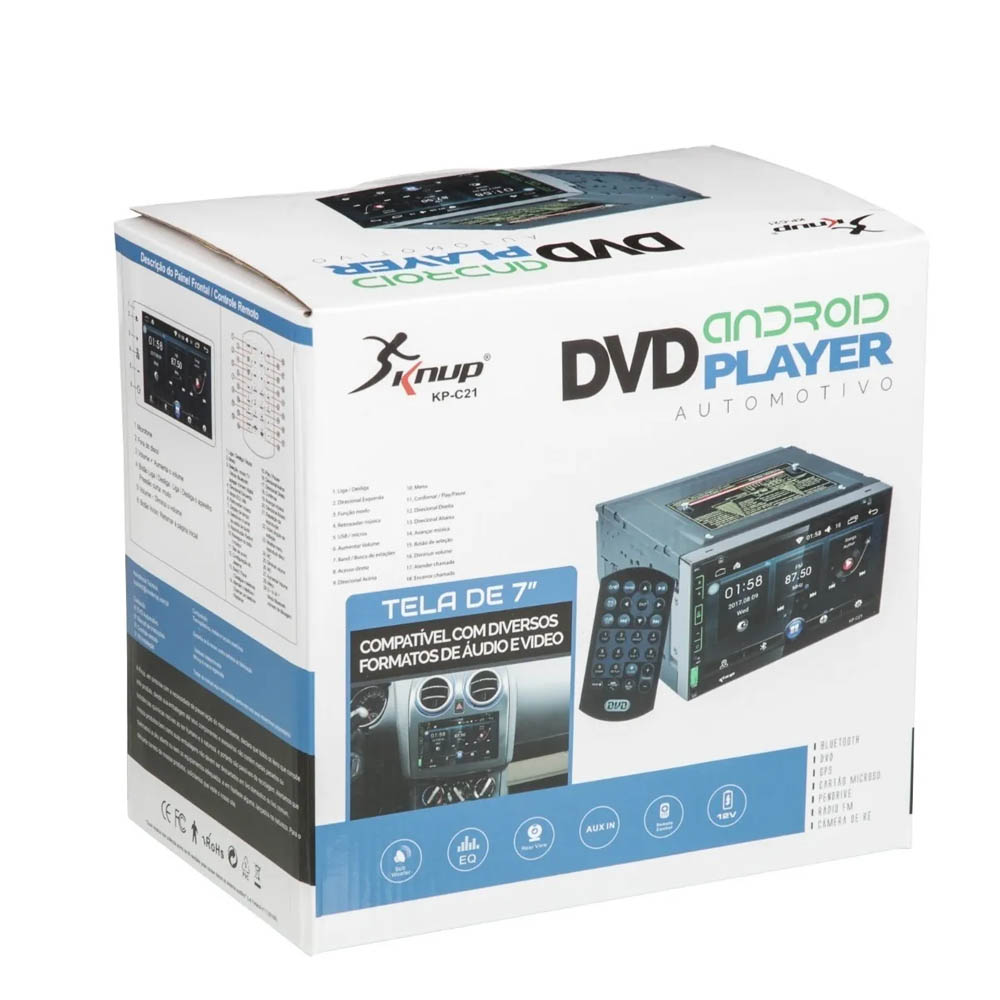DVD Player Automotivo Knup 7 Polegadas Kp c21 Atacadao Eletronicos