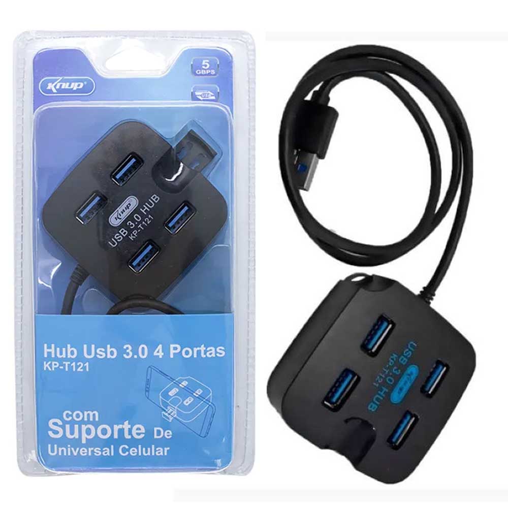 USB HUB 4 Portas 3.0 Knup Kp t121 Atacadao Eletronicos