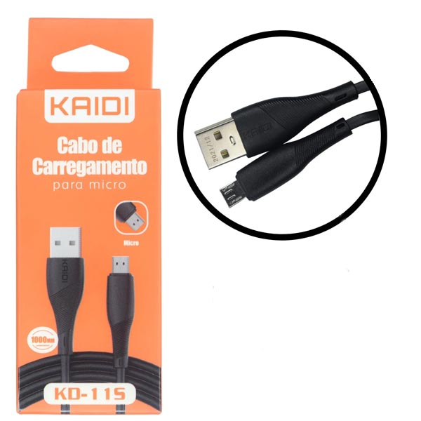 Cabo USB m x Micro m Kaidi KD11s 1 Metro atacadao eletronicos 1