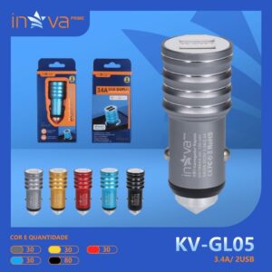 Carregador Veicular Turbo 3.4a 2 USB Inova Kv-gl05