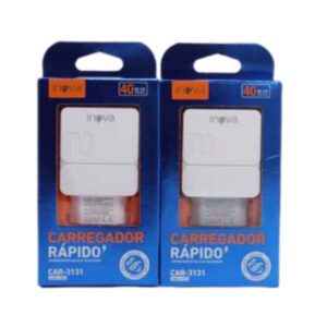 CARREGADOR FONTE 3.0A 40W 2 USB INOVA CAR-3131F