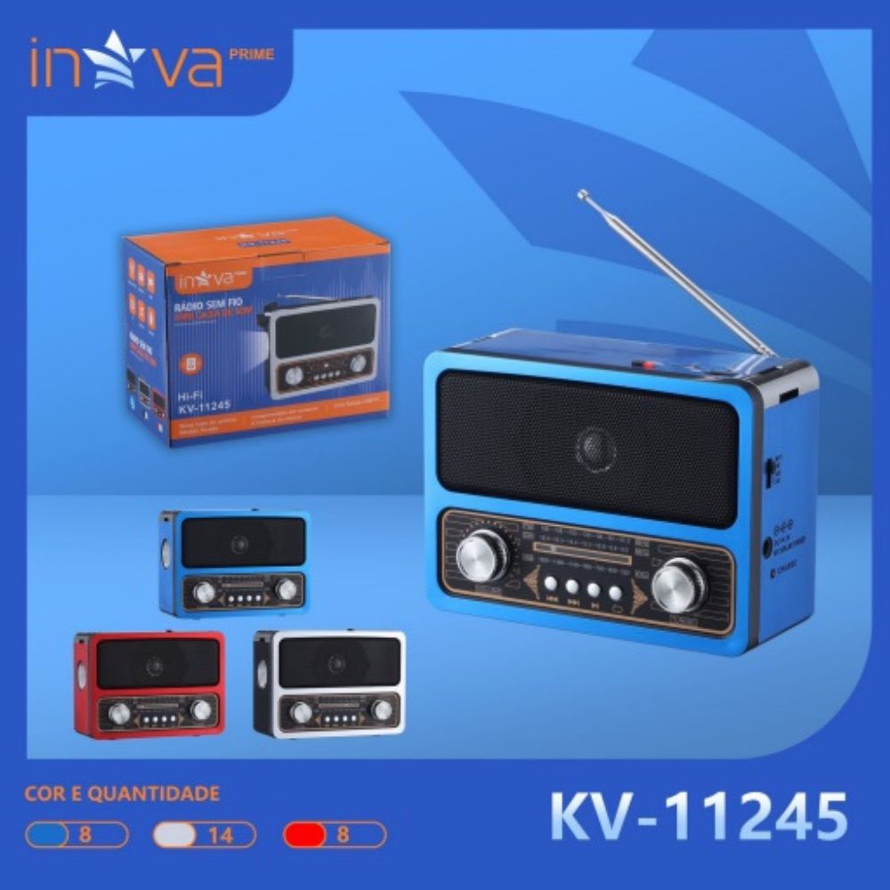 Rádio Retrô Portátil Bluetooth Inova Kv11245