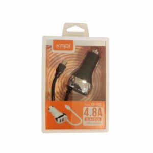 Carregador Veicular 2usb Cabo Embutido V8 Kaidi Kd-132s