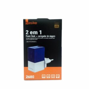 POWERBANK CARREGADOR 2 EM 1 VIAGEM BASIKE BA-PCR4001