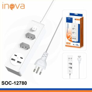 Filtro de Linha 12W 2 Tomadas 2 Ubs/2 tipo C – Inova Soc-12780
