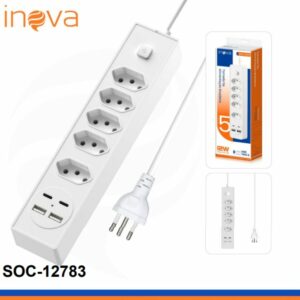 Filtro de Linha 5 Tomadas 2usb/2tipo C Inova Soc-12783