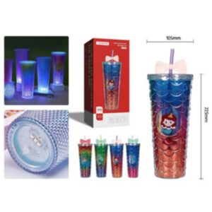 COPO ESCAMA DE PEIXE COM LED 750ml TOMATE AK-7509