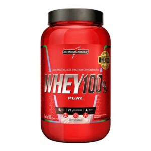 Pote de Whey 100% Pure Integralmedica Morango 900g