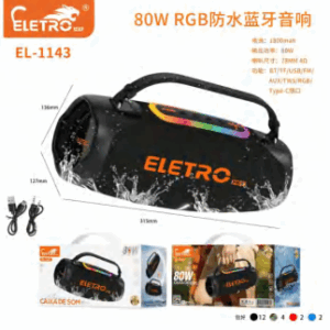 Caixa de SOM 80W RGB Eletromex El-1143