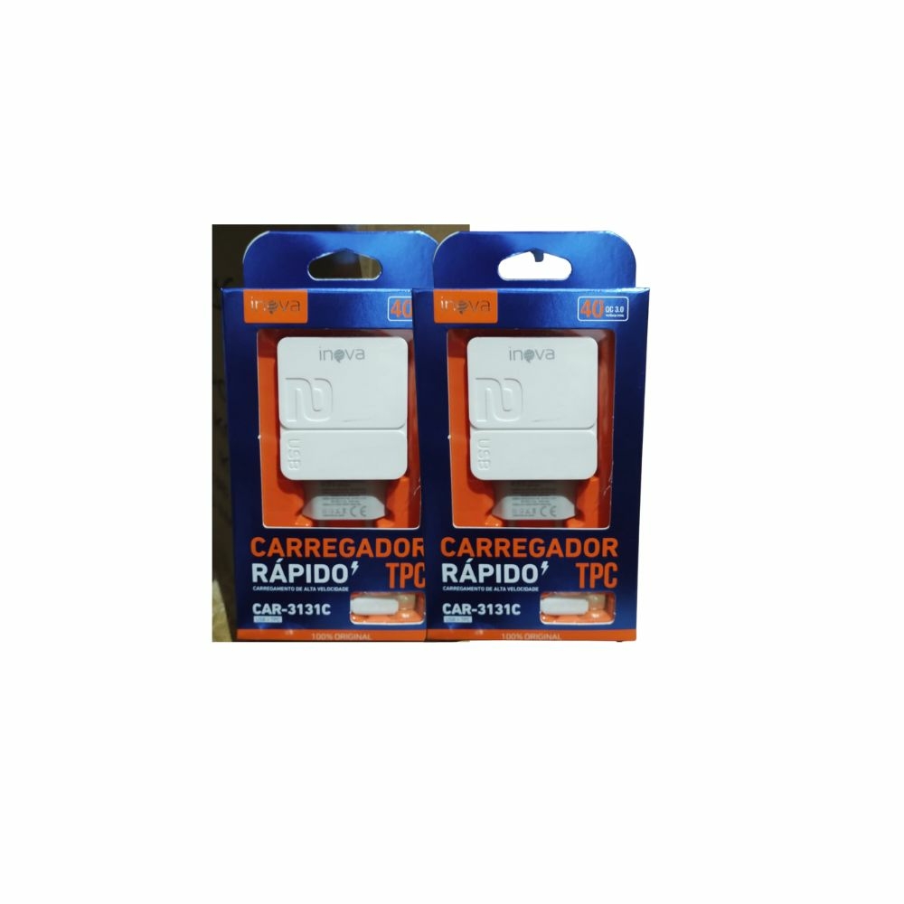 CARREGADOR RÁPIDO TIPO C 2 USB INOVA CAR-3131C AA