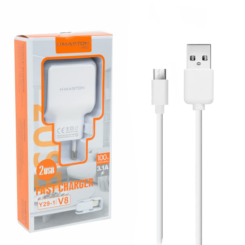 HOME 115 Carregador Rápido 3.1 2usb + Cabo V8 Hmaston Y29-1