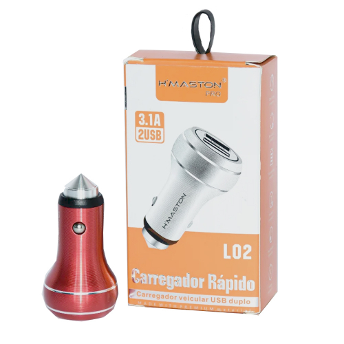 HOME 102 Carregador Veicular 3.1A 2 USB Aluminio HMASTON L02
