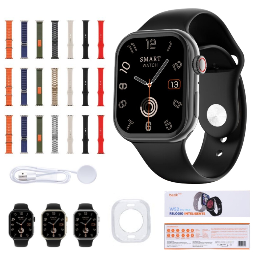 RELOGIO SMARTWATCH BAZIK W52 PRO MAX COM PULSEIRAS