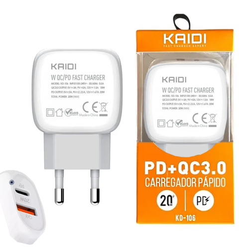HOME 27 Carregador Fonte Turbo 20W 2usb Kaidi Kd-106
