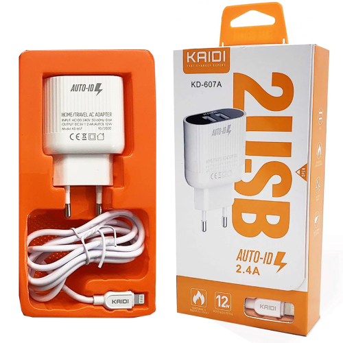 HOME 81 Carregador Turbo 2usb + Cabo Iphone Kaidi Kd-607a